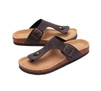 DYYEUAVT Women's Cork Flip Flops Soft Flat Sandals Summer Beach Unisex Comfort House Thong Slide(Deep Brown,37)