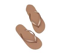DYYEUAVT Women's Summer Casual Solid Colour Lightweight Comfortable Non-slip Bathroom Beach Pool EVA Round Head Flat Bottom Flip-flops(Brown,40-41)