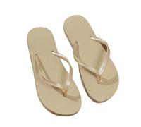 DYYEUAVT Women's Summer Casual Solid Colour Lightweight Comfortable Non-slip Bathroom Beach Pool EVA Round Head Flat Bottom Flip-flops(Khaki,42-43)