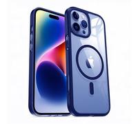 DYZI Custodia magnetica trasparente per iPhone 16 Pro Max, compatibile con MagSafe, sottile, antiurto, cover trasparente con forte magnete nero, blu, rosa, titanio naturale (blu)