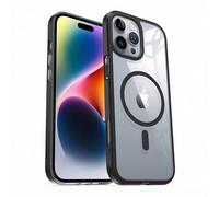 DYZI Custodia magnetica trasparente per iPhone 16 Pro Max, compatibile con MagSafe, sottile, antiurto, cover trasparente con forte magnete nero, blu, rosa, titanio naturale (nero)