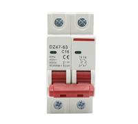 DZ47 2P 3A-125A 400V C Type Circuit Breaker MCB Short Overload Circuit Protector 35mm Din Rail Breaking Capacity 6KA ICXLPMC(16a)