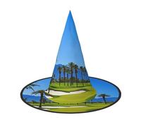 DZBDWZXH Campo da golf in riva al mare Stampa Cappello da strega di Halloween per le donne Cosplay Costume Dress Up Decorazione del partito di Halloween 1 Pz