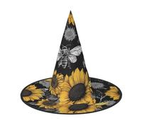 DZBDWZXH Cappello da strega di Halloween con stampa di api di girasole per le donne Cosplay Costume Dress Up Decorazione per feste di Halloween 1 pezzo