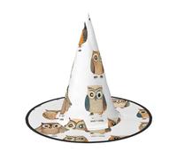 DZBDWZXH Cappello da strega di Halloween con stampa di gufi dei cartoni animati, per donne, cosplay, travestimento, decorazione per feste di Halloween, 1 pezzo