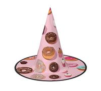 DZBDWZXH Cupcakes Donuts Muffin Sugar Print Cappello da strega di Halloween per le donne Cosplay Costume Dress Up Halloween Party Decoration 1 pz