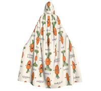 DZBDWZXH Mantello con cappuccio stampato (carota felice) per adulti, unisex, mantello spesso con cappuccio per feste di Halloween e costume di Natale