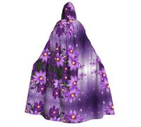 DZBDWZXH Mantello con cappuccio stampato con farfalla viola prugna per adulti, unisex, mantello spesso con cappuccio per feste di Halloween e costumi di Natale