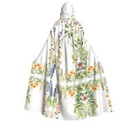 DZBDWZXH (Springtime Herb Garden) Mantello con cappuccio stampato per adulti unisex, mantello spesso con cappuccio per feste di Halloween e costumi di Natale