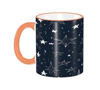 DZBDWZXH Tazza da caffè in ceramica con manico arancione, 325 ml, con stampa fosforescente al buio, per caffè, cappuccino, tè, cacao, cereali