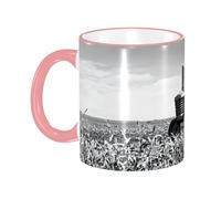 DZBDWZXH Tazza da caffè in ceramica con manico rosa, 325 ml, con stampa trattore agricola, tazza da caffè per ristorante, caffè, cappuccino, tè, cacao, cereali