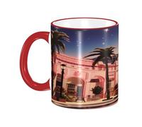 DZBDWZXH Tazza da caffè in ceramica con manico rosso, 325 ml, con stampa "The Old Hollywood", per caffè, cappuccino, tè, cacao, cereali