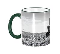 DZBDWZXH Tazza da caffè in ceramica con manico verde scuro, 325 ml, con stampa trattore agricola, tazza da caffè per ristorante, caffè, cappuccino, tè, cacao, cereali