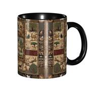 DZBDWZXH Tazze da caffè in ceramica nera da 325 ml (alce e cervi), tazza da caffè per ristorante, caffè, cappuccino, tè, cacao, cereali