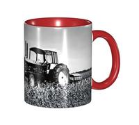 DZBDWZXH Tazze da caffè in ceramica rossa da 325 ml (trattore agricolo tranquillo) stampa ristorante tazza da caffè per caffè, cappuccino, tè, cacao, cereali