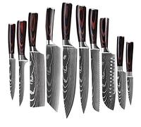 DZCP Coltello da Cucina 1-1. 0PCS. Coltelli da Cucina Set Laser Damascus Pattern Chef Knife Sharp Santoku Cleaver Slicing Utility Knives Maniglia in Resina (Color : 10pcs per Set)