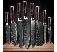 DZCP Coltello da Cucina Set di coltelli da Cucina Giapponese Set Laser Damasco Modello in Acciaio Inox Acciaio Inox Tagliente Slicing Utility Knives Strumenti da Cucina (Color : 8PCS)