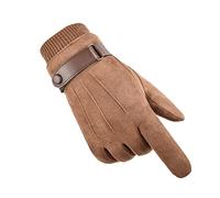DZEREN Guanti In Pelle Scamosciata Uomo Plus Velluto Addensato Antivento Impermeabile Alpinismo Ciclismo Outdoor Fitness Dito Lungo Touch Screen In Pelle Scamosciata Guanti Caldi Marrone