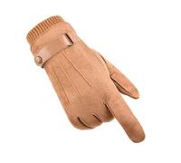 DZEREN Guanti Invernali Uomo Plus Velluto Spesso Antivento Impermeabile Alpinismo Ciclismo Outdoor Fitness Dito Lungo Touch Screen In Pelle Scamosciata Guanti Caldi Cammello