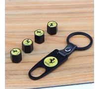 dzggs 4 Pezzi Auto Cappucci delle Valvole per Ferrari F430 458 488 Roma Portofino 456 F12 F8 FF, con Logo Auto Antipolvere Tappo per Valvola Tappi Valvole Pneumatici, Gomma Parapolvere Antiruggine