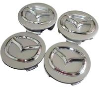 dzggs 4 Pezzi Coprimozzi Auto per Mazda 3 2009-2013 52-56mm, Impermeabile Resistente all'Usura Antipolvere Coprimozzo Coperture Coprimozzo Centrale Rim Sostituzione,Silver-52mm
