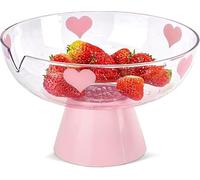 DZGUAI Ciotola per frutta in plastica per bancone della cucina, ciotola decorativa rosa con piedistallo di scarico rimovibile, ciotola con piedi alti per casa, frutta, chiavi, caramelle, snack