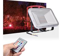 DZHHBSPQ Proiettori LED RGB da 50 W con Telecomando, luci di Sicurezza Impermeabili IP66 per Esterni, dimmerabili, 16 Colori, 4 modalità, Illuminazione con Funzione di Memoria per paesaggi