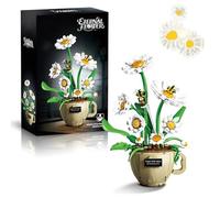 DzirePada Kit di blocchi da costruzione per tazze da caffè floreali, 496 pezzi, modello di collezione botanica per decorare la casa, set di mattoni floreali artificiali, ottimo regalo per compleanno e