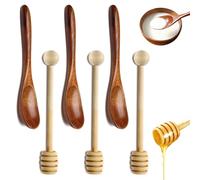 Dzmuero 6 Pezzi Cucchiaio Miele Legno, Bastoncino a Spirale Legno per Mescolare, Bastoncino per Mescolare e Raccogliere Miele, Marmellata e Sciroppo, Set di Cucchiai Legno per Cucina