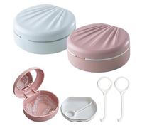 Dzmuero Porta Apparecchio Denti, Porta Bite Dentale, Scatola per Protesi da 2 Pezzi con Specchio, con 2 Strumenti di Rimozione Allineatori per Apparecchi Ortodontici o Protesi per la Pulizia