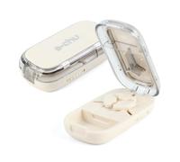 Dzmuero Taglia Pastiglie, Taglia Pillole di Precisione, Regolabile, Compatto e Portatile, 1 diviso in 2, 1 diviso in 3, Taglierino per Medicinali Multifunzionale, Scatola per Medicinali (Bianco)