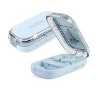 Dzmuero Taglia Pastiglie, Taglia Pillole di Precisione, Regolabile, Compatto e Portatile, 1 diviso in 2, 1 diviso in 3, Taglierino per Medicinali Multifunzionale, Scatola per Medicinali (Blu)