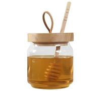 Dzmuero Vasetto per miele in legno di acacia con coperchio, Contenitore di vetro sigillato, Vasetto per miele a bocca larga