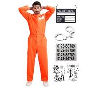 Dzorim Tuta Carcerato Arancione Uomo Donna Vestito Costumi Carcerato Uomo Costume da Prigioniero Costume Carcerato Arancion Detenuto Oomo per Cosplay