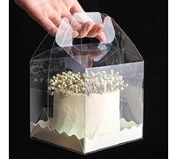 DZOZO 10 scatole quadrate in plastica trasparente da 10,2 cm, con manico e base per matrimoni, compleanni, baby shower