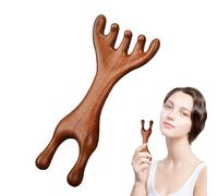 DzpKrka Pettine per capelli con corna di cervo, 2 pezzi pettine in legno di sandalo, massaggiatore per cuoio capelluto e cuoio capelluto, massaggio portatile, levigante Dee-r Antle-r, ergonomico