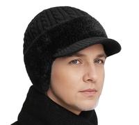 dzqad Berretto Invernale Isolato con Visiera e paraorecchie | Berretto da Sci Termico Impermeabile al, per Viaggi, Sci, Escursionismo, Snowboard, Sport slittino Ciclismo Adulto, Nero