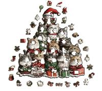 dzqad Gioco di puzzle, a tema natalizio, puzzle in legno, a tema natalizio, con gatto, per ragazzi, ragazze, adolescenti, giovani donne, marito, figlio, figlio, figlia, amici