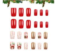 dzqad Unghie adesive per feste | Manicure 3D Fine Festive - Unghie di Natale a copertura totale,Per le ragazze la bellezza del carnevale il quotidiano la festa la casa il soggiorno il appuntamento