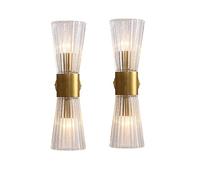 DZQWLL Applique da Parete Moderna in Oro Spazzolato, Illuminazione per Il Bagno con Cristallo in Vetro Trasparente, Applique da Parete con Illuminazione su e Giù, apparecchio da Parete per Interni