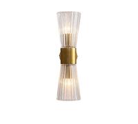 DZQWLL Applique da Parete Moderna in Oro Spazzolato, Illuminazione per Il Bagno con Cristallo in Vetro Trasparente, Applique da Parete con Illuminazione su e Giù, apparecchio da Parete per Interni