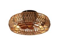 DZQWLL Ventilatore da soffitto per montaggio a filo della fattoria Stile Boho, Ventilatore da soffitto senza lama a basso profilo a gabbia con luce e telecomando, Ventilatore da soffitto industriale c