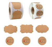 Dzsomt 800 Pezzi Etichette Kraft Adesivi Etichette Adesive per Barattoli Vetro Etichette Adesive Personalizzate Etichetta Adesiva Fatta a Mano Adesivi Personalizzati Matrimonio Regalo Decration