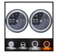 DZSQMLJG Paralume Trasparente Per Chevy Per Camaro Faro 7 Pollici 2x Auto Led Hi/Low H4 Halo Angle Eyes DRL 1967-1981 Fari Anteriori Auto(50w Halo lightBlackC)