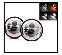 DZSQMLJG Paralume Trasparente Per Dodge Per Dakota 2004 Faro 7 Pollici 2x Auto Led Hi/Low H4 Halo Angle Eyes DRL 1967-1981 Fari Anteriori Auto(40w HaloChromeA)