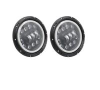 DZSQMLJG Paralume Trasparente Per Ford Per Mustang 1965-1978 Faro 7 Pollici 2x Auto Led Hi/Low H4 Halo Angle Eyes DRL 1967-1981 Fari Anteriori Auto(90w Halo lightBlackC)
