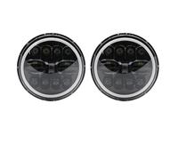 DZSQMLJG Paralume Trasparente Per Keenworth T-2000 1998-2010 Faro 7 Pollici 2x Principale Per Auto Hi/Low H4 Halo Angle Eyes DRL Fari Anteriori Auto(90w Halo lightBlackB)