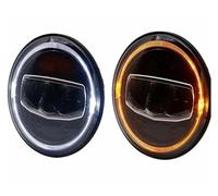DZSQMLJG Paralume Trasparente Per Lada Per Niva 4X4 Per Auto D'epoca Camion E Altro Ancora Per Moto Fari A LED 7 Pollici DRL Halo Ambra Indicatori Direzione Fari Anteriori Auto(Two PCS)
