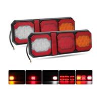 DZSYINGCHUSM Freno Posteriore Fanale posteriore a LED quadrato camion 12/24V paraurti indicatore direzione luce stop fanale rosso ambra kit pannello luminoso rimorchio(2pcs Red Amber White)