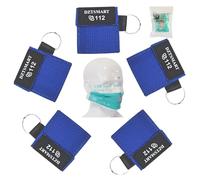 DZTSMART Maschera di respirazione portachiavi, 5 pezzi, maschera CPR per il primo soccorso o l'allenamento AED (blu)